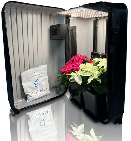 Bonsanto Mini Grow Box Portatile NEO V3.0, Serra da Interno in Valigia con Luce LED, Filtro a Carbone Silenzioso, Ventilazione Ottimizzata, Kit Completo con Terriccio, Vasi da 3,2 L e Fertilizzante