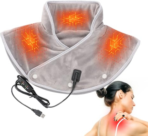 Coussin Chauffant Nuque, Coussin Chauffant Electrique Epaule Et Nuque, 3 Niveaux De Chaleur, Arrêt Automatiques, Chauffe Cou Cervicales Épaules Pour Soulager La Douleur Cou, Épaules Et Dos
