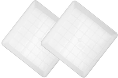 CALLARON Platillos Blanco Cuadrados para Macetas 2 Piezas de Plástico 33cm