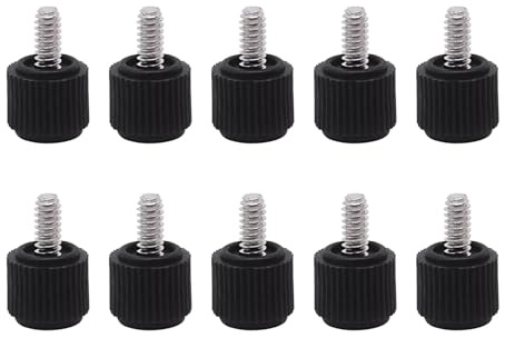 Uqezagpa Tornillos giratorios de metal para carcasa de computadora, paneles laterales 6#32, cabeza de goma, agarre cómodo, seguro, antideslizante, tornillo de caja