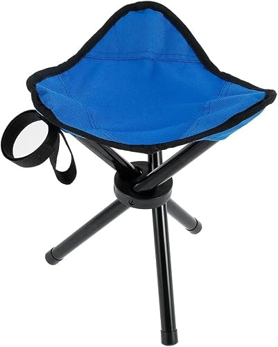 Lightweight Folding Tripod Stool - Portable 3-legged Camp Chair For Hiking, Fishing, Golf Spectators & Outdoor Travel, 11.8 Tall Canvas Seat, Ideal For Camping & Hunting blue