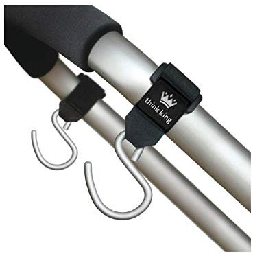 Kinderwagen Haken Kinderwagen-Befestigung Mighty Buggy Hook von Think King Aluminium mit Antirutchbeschichtung 2-er Pack, Variant:Black