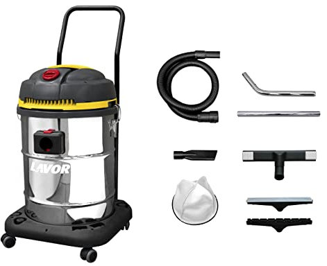 Lavor Aspirapolvere Aspiraliquidi WD 255 XE con 2 Motori ad Alta Efficienza, Presa per Elettroutensili da 2200 Watt e Serbatoio da 55 Litri (8.239.0006)