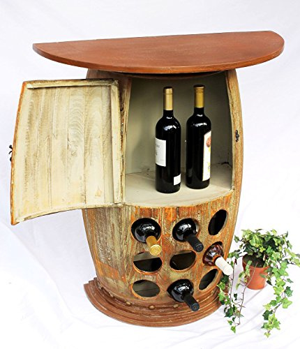 DanDiBo Wandtisch Weinfass Weinregal halbrund 1500 Bar Flaschenständer 85cm Weinfass Holzfass Schrank