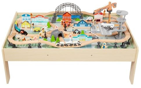 Amazon Basics 120-piece Train Set and Table, 120.4 x 85 x 41 cm, Multicolor