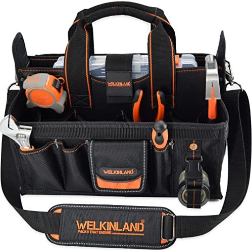 WELKINLAND 19-Compartment Tool Organizer with Socket Holder for Electricians & HVAC Technicians