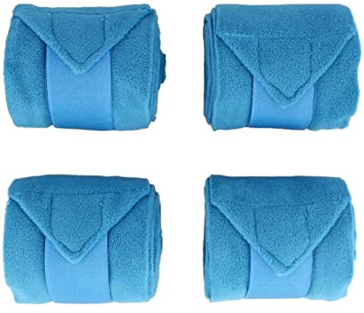 Teal Blue Horse Fleece Bandages/Polo Wraps/Stable Wraps Equestrian Leg Wraps Set of 4 TACK Equestrian Boots Protection
