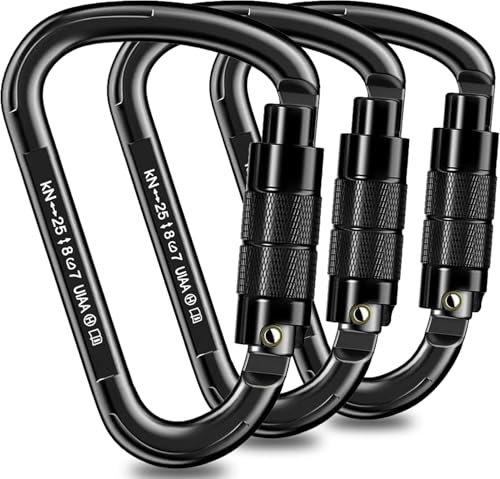 Kletterkarabiner Karabinerhaken,UIAA-Zertifiziert karabiner schwerlast,25KN Auto Locking Klettern karabiner Clips,Kletterausrüstung for Bandschlinge,Schaukel,Hängematte,Absei