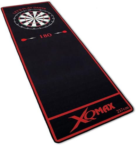 Professioneller Dartteppich - 237x80cm - Dart Zubehör für zu Hause, Büro, Kneipe, Partys - Dartmatte mit Turniermaßen und Oche - Darts Carpet zum Schutz des Bodens - Rot