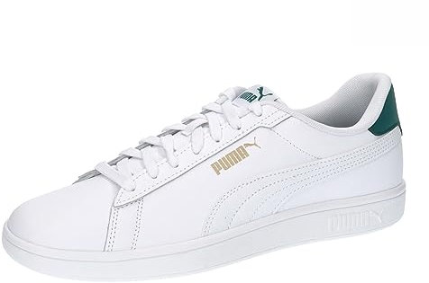 Puma Smash 3.0 L Unisex Sneaker , Puma White Malachite Puma Gold, 46 EU