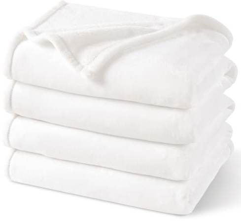 PHF Ultra Soft Fleece Blanket Super King Size 230x270cm, No Shed No Pilling Luxury Plush Cozy Flannel 280GSM Lightweight Throw Blanket for Bed, Couch, Chair, Sofa Suitable for All Season, White