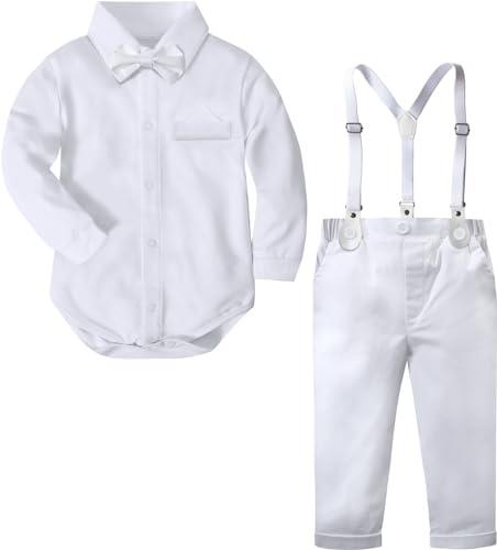 A&J DESIGN Baptism Outfits for Boys Newborn Infant Baby Christening Blessing Gentleman Formal Dress Suits 3-6 Months White