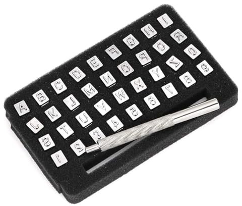 Juego de herramientas de grabado de cuero con 36 letras y números, herramienta de perforación de cuero de 6 mm