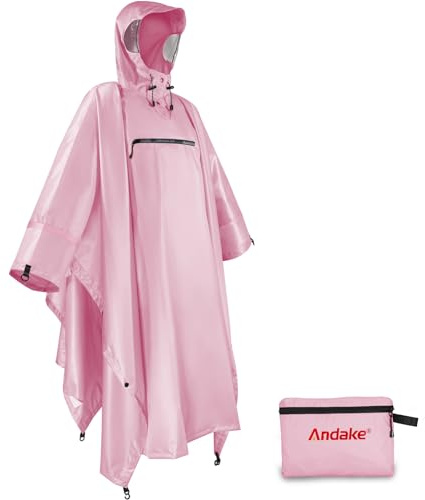 Andake Poncho Antipioggia Impermeabile da Uomo e da Donna, Unisex, Antivento, Riutilizzabile, Resistente Agli Strappi, per Campeggio, Escursionismo