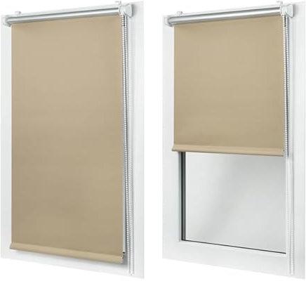 MakoStyl - Verdunklungsrollo Klemmfix ohne Bohren - Cappuccino - 150x150 - Thermo Rollo für Fenster - 100% Blackout - Energieeffizient - Innenrollo - Rollos & Jalousien