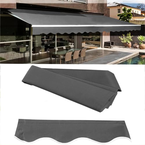 Manuelle Markise für Terrasse, einziehbar, 4 x 3 m, wasserdicht, UV-Schutz, für Garten, Hof und Balkon, Grau