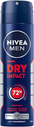 NIVEA MEN Dry Impact Deo Spray, Antitranspirant für 72h zuverlässigen Schutz gegen Schweiß und Geruch, antibakterielles Deodorant ohne Ethylalkohol (150 ml)