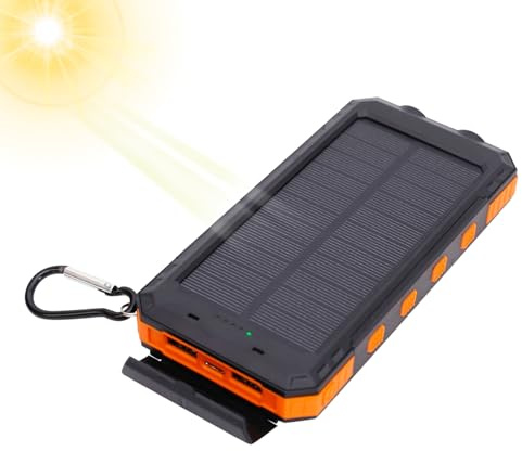 Solar Power Bank 20000mah - Vattentät dammsäkert stötsäkert | Snabb laddning av Portable Charger med ficklampa Compass | 10W höghastighets externt batteri för smartphones tabletter camping