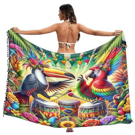 Sarong brasiliano Rio per feste di carnevale da donna, con nappe, pareo da spiaggia, taglia L