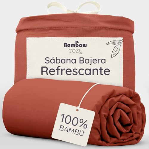 Bambaw Drap Housse Bambou 160 x 200 cm, pour Matelas Épais Jusqu’à 35cm, Drap Housse Ultra Doux et Anti Acariens, Literie en Bambou Durable, Hypoallergénique et Thermorégulatrice (Terracotta)