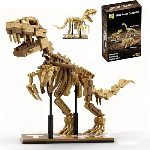 LUXEBLOCKS Dinosaur Skeleton Building Kit & Paleontology Building Set-316PCS Excavation-Ready T.Rex Fossil Model, Adult Dinosaur Gift with Movable Joints for Collectors-Display Figures for Home&Office