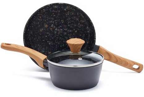 Ensemble de poêles antiadhésives Jovire 2 pièces, casseroles de 6,5 et 9 pouces avec revêtement en céramique, sans PFOA, compatibles avec le lave-vaisselle, idéal pour les débutants en cuisine, noir.