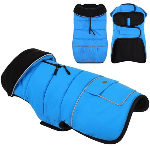 KONVINIT Cappotto Invernale per Cani Grandi con Tasca - Giacca con Apertura per Pettorina, Impermeabile, Riflettenti e Regolabile