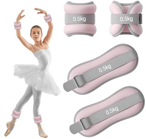 CAIEJSAEN Confezione da 2 pesi regolabili alla caviglia, per polsi e piedi, per fitness, movimento, corsa, ginnastica per principianti e bambini (0,5 kg)