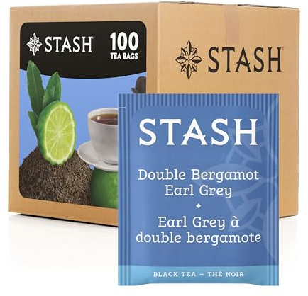 Stash Tea Double Bergamot Earl Grey Black Tea, Box of 100 Tea Bags