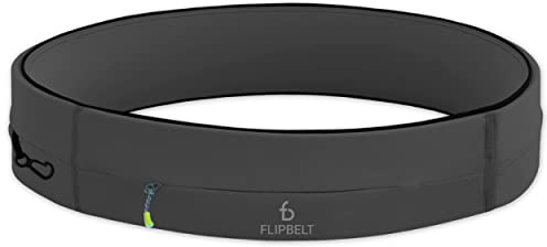 FlipBelt Zipper Running Belt for Phone and Small Accessories, Exercise Waist Pouch for Women and Men, M, Carbon