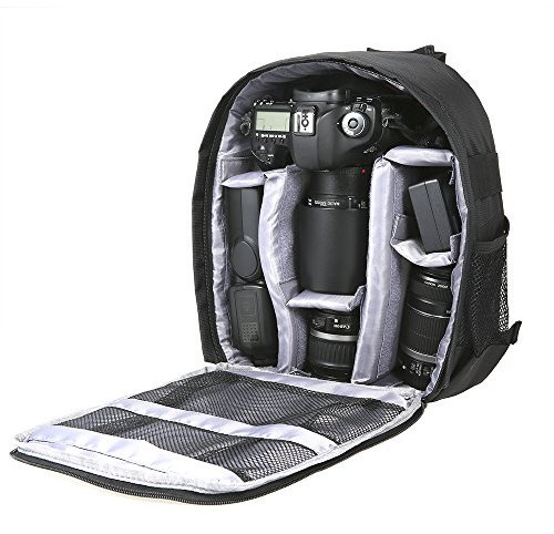 Docooler Mochilas para Cámaras, Mochila Fotografia Impermeable con Divisores Extraíble Mochila para Camara Reflex Digital DSLR (Gris)
