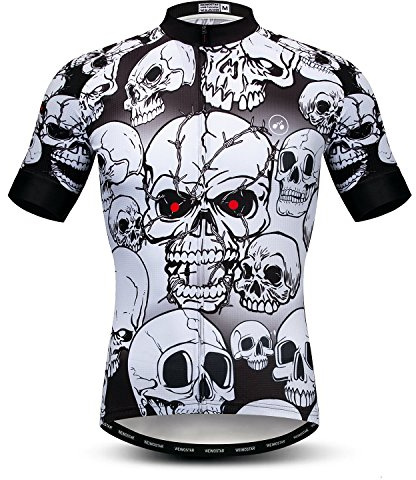 Weimostar Mens Cycling Jersey Short Sleeve T Shirt Cycling Top Breathable Bike Biking Shirts Skull White XXXL