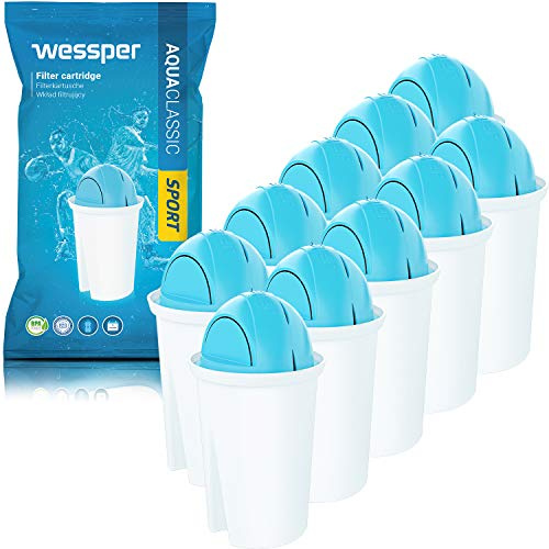 Wessper Classic Vattenfilterpatroner SPORT | Ersättning för Aquaphor Standard, Brita Classic, Dafi Classic Filterpatron | Renare vatten | 10-pack