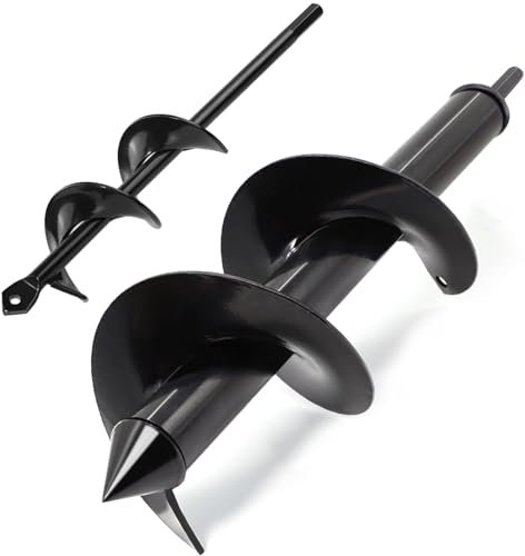 SYITCUN Garten Schnecken 2er Pack 8x30cm&4x22cm Spiralbohrer,Erdlochbohrer,Erdbohrer für bohrmaschine,Förderschnecke,Erdbohrer Hand,Spiralbohrer Garten