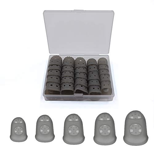Scatola protettiva per dita in silicone di alta qualità, antiscivolo, traspirante, per musica e cucito, 5 misure, colore: grigio