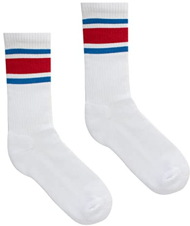 kabak Sportsocken Wadenlang Frottee 80er Retro Style Aerobic Laufen Yoga Unisex Farben Elastisches Bündchen Atmungsaktiv, Weiß 42-46 EU