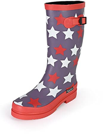 Regenliebe Bottes en caoutchouc pour femme Stars à tige haute avec motif étoiles