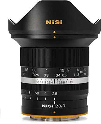 NiSi 9mm F2.8 ASPH, ultra wide-angle lens for APS-C and M43 (Micro Four Thirds) systems, aperture range from f/4 to f/22, manual focus.