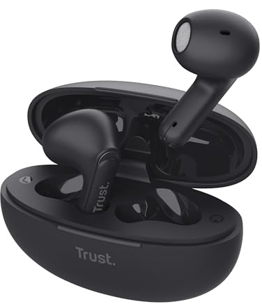 Trust Yavi Auricolari Bluetooth con Microfono Dual ENC Cancellazione Rumore, 23 Ore di Batteria, 85% Plastica Riciclata, Cuffie Wireless Bluetooth Buds In Ear senza Fili iPhone Android - Nero