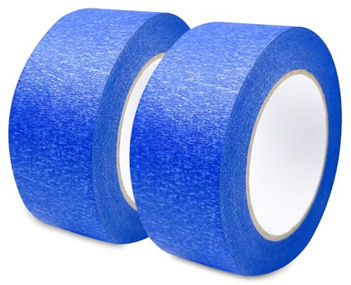WinGluge 2 Rollos Cinta de Pintor 48mm×50m, Carrocero Multisuperficie Para Pintura, Adhesiva Interiores y Exteriores, Para Pintar y Decorar