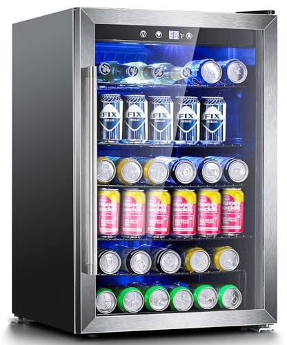 Antarctic Star Beverage Refrigerator,145 Can Mini Fridge,Freestanding wine cooler for Soda Beer or Wine,Glass Door, Small Drink Dispenser Machine, Touch Screen for Home Office or Bar, 4.5 cu.ft