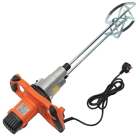 Paddle Mixer, 1800W Handheld Double-Rod Electric Cement Mixer for Mortar Concrete Adjustable-Speed for Mixing Paint, Cement Slurry