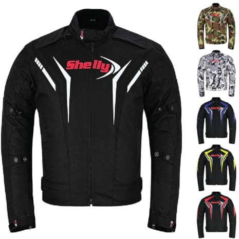 Shelly Veste de moto de qualité supérieure pour homme - Pour aventure/tourisme - En tissu Cordura - Pour l'été et l'hiver - Coupe-vent - Pour course et équitation, Noir , L
