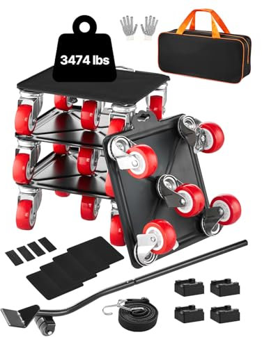 VEVOR Chariot de Déménagement 4PCS Déplace Meubles Lourds Capacité Charge 1575 kg 5 Roues Rotatives 360° Plateau Roulant Manutention Déménageur Acier Carbone pour Meuble Réfrigérateur Canapé Armoire