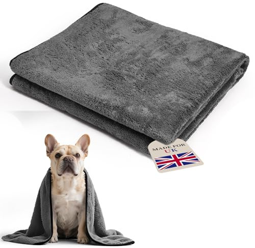 FuzzyFlavor Extra Épais et Résistant à la Déchirure Microfibre Serviette Chien pour Chiens et Chats | 100 × 42 cm Serviette pour Chien de Bain Microfibre | Chien Accessoires de Taille Petit
