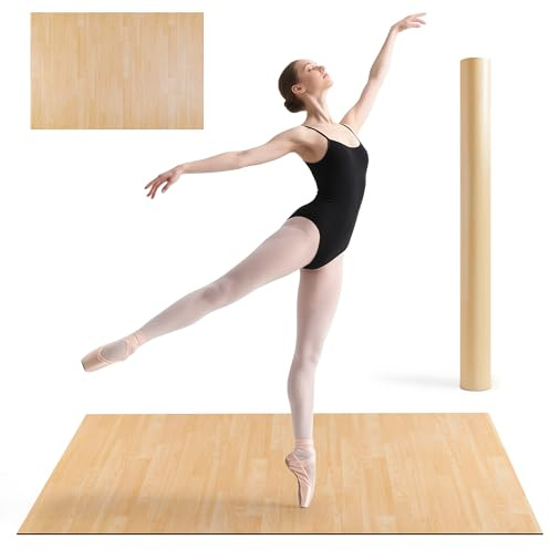 Tristcily Marley Dance Floor, 4Ft x 6Ft Portable Dance Floor Mat for Ballet Jazz & Pop, Non-Slip & Shock-absorbing Exercise Flooring for Home, Dance Schools - 4.5MM Thick PVC Practice Floor for Adults