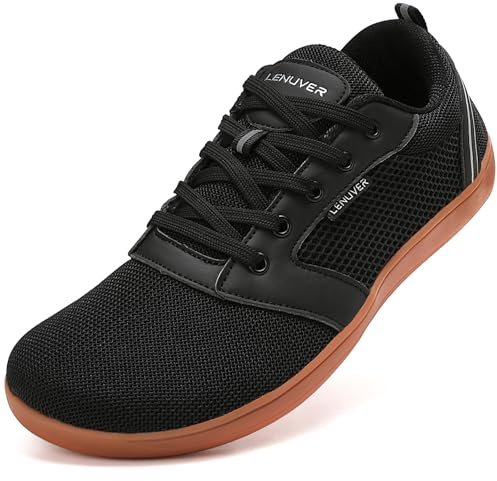 gitzing Barefoot Shoes for Womens Mens Wide Outdoor Trail Minimalist Running Trainers Walking Shoes Lightweight and Breathable Sneakers Unisex-Brown Black 10.5 UK(45 EU)