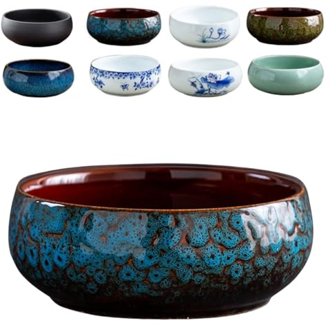 Vaso per fiori a forma di loto, vaso in ceramica per interni ed esterni, semi di loto bonsai, vaso idrico per loto da interno, adatto per piante idroponiche succulente (Tipo D)