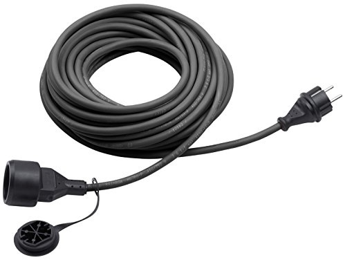 Meister Gummi-Verlängerungskabel 10 m – für außen (IP44) – Schuko-Kupplung – schwarz