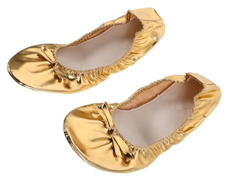 VALICLUD Balletskor för Kvinnor Soft Sole Ballet Flats för Magdans Yoga Professionella Split Sole med Hög Elasticitet Elegant Guldig Finish Bärbara